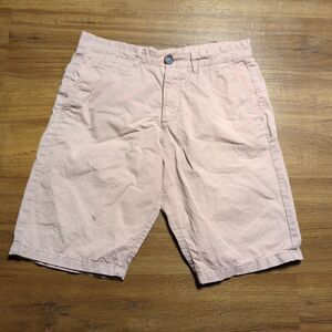 Celio Chino Shorts Mens W38(Actual 30") Pink Solid Regular-Fit Casual Button-Zip